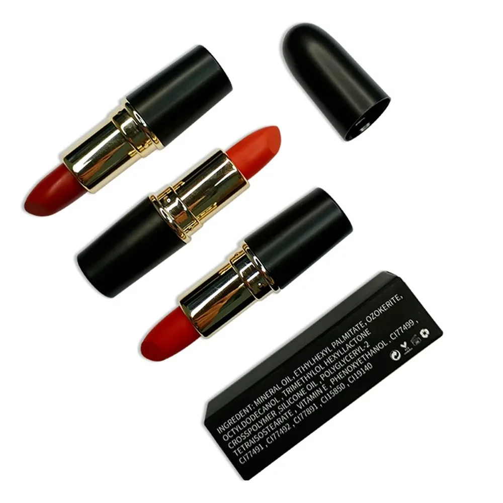 

20 Color Matte Private Label Solid Lipstick Custom Bulk Moisturizing Waterproof Non-stick Pigment Makeup Black Tube Box