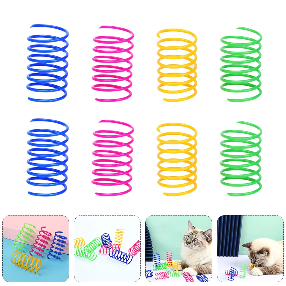 

40Pcs Colorful Cat Spring Toys Portable Kitten Teaser Toys Rubber Spring Plaything