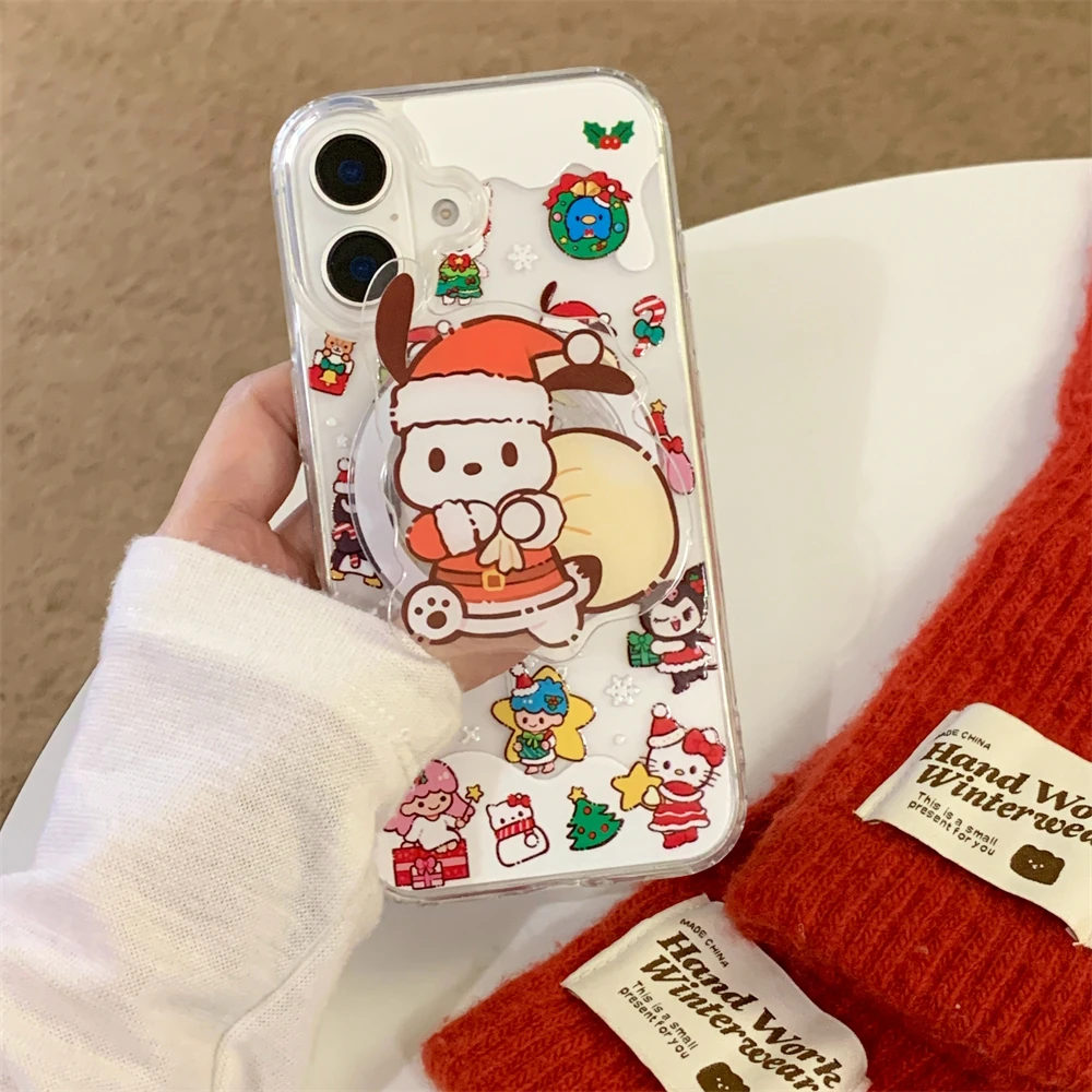 Магнитный чехол для телефона Sanrio с Рождеством iPhone 16 15 14 13 12 Pro Max акриловый