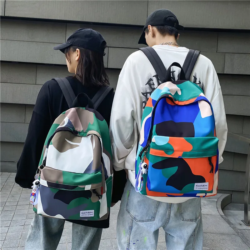 

Школьный ранец для студентов колледжа Корейская версия модный вместительный камуфляжный рюкзак для мальчиков и девочек Повседневная дорожная сумка