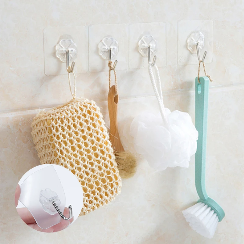 

Transparent Seamless Waterproof And Load-bearing 10kg Hooks Strong Hook Kitchen Bathroom Home Magic Nail-free Sticky Hook