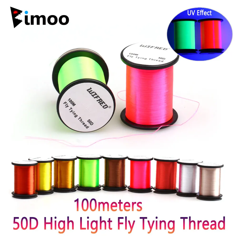 Фото Bimoo 100 м/катушка 50D High Light, нить для завязывания мушек, нить для размера 16 ~ 22, материал для завязывания мушек для сухих и влажных мух, нимфа, форели №1