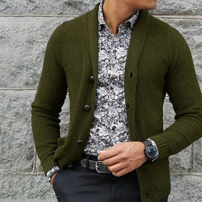 Casual Single-breasted Sweater Men V-Neck Solid Slim Fit Knitting Mens Sweaters Cardigan Male Autumn Fashion Tops Hot Selling