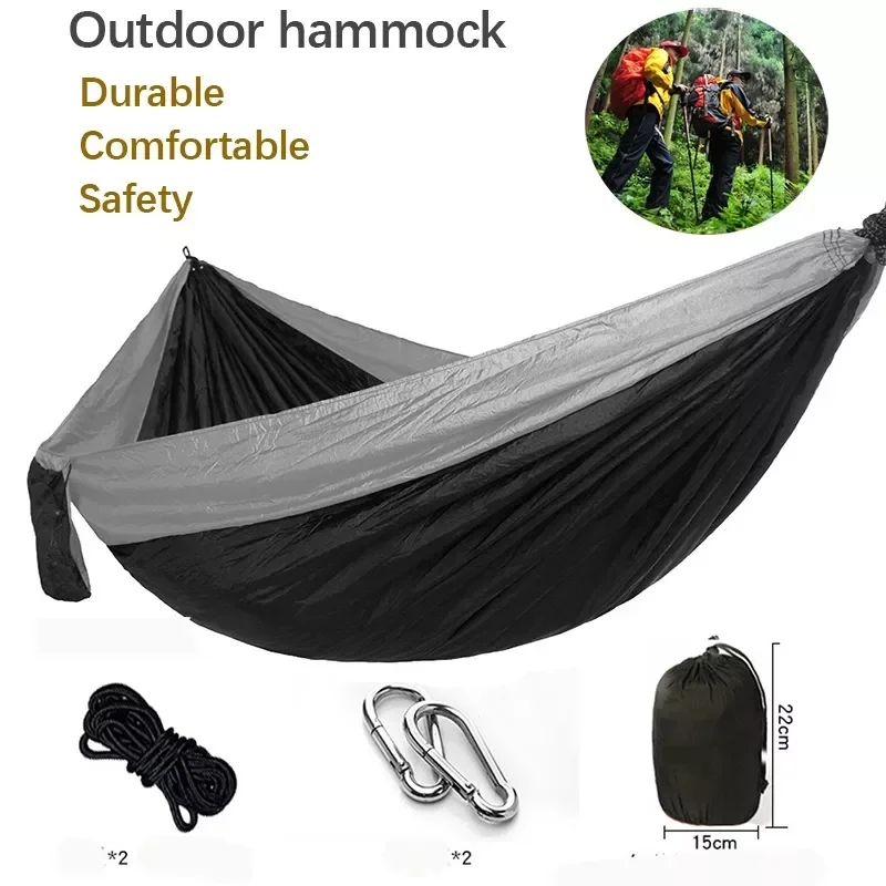 

2 Person Outdoor Hanging Hammock Portable Camping Hang Bed Travel Survival Hunting Sleeping Bed Multicolor Adult Tourist Hammock