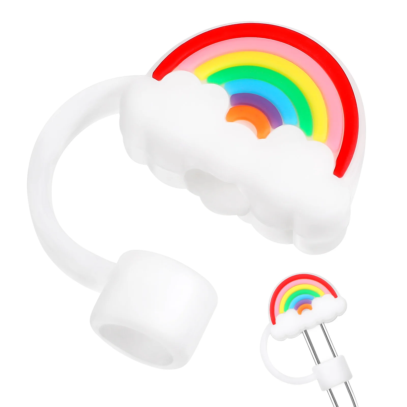 

Creative Straw Cover Cartoon Rainbow Shape Straw Plug Straw Tip Drinks Cup Straw Topper Accessory