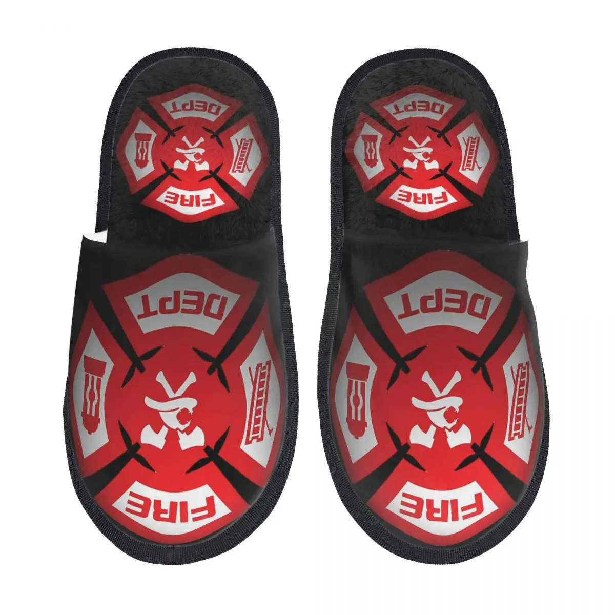 Красный значок пожарной службы мужские и женские меховые тапочки удобные для