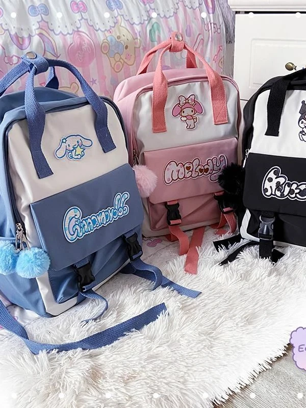 

Sanrio аниме My Melody Kuromi Cinnamoroll рюкзак, Студенческая сумка родитель-ребенок легкий брезентовый Рюкзак для детей Kawaii Toys