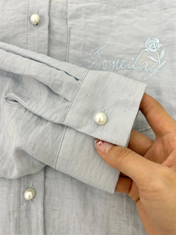 Американская винтажная простая футболка элегантная синяя блузка-поло с