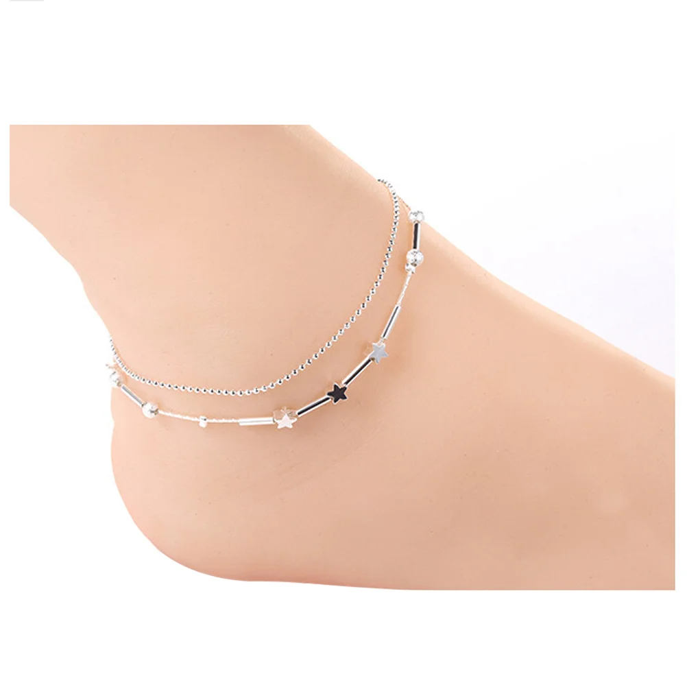 

Vintage Silver Stars Chain Ankle Bracelet Anklet Foot Jewelry for Women Girls