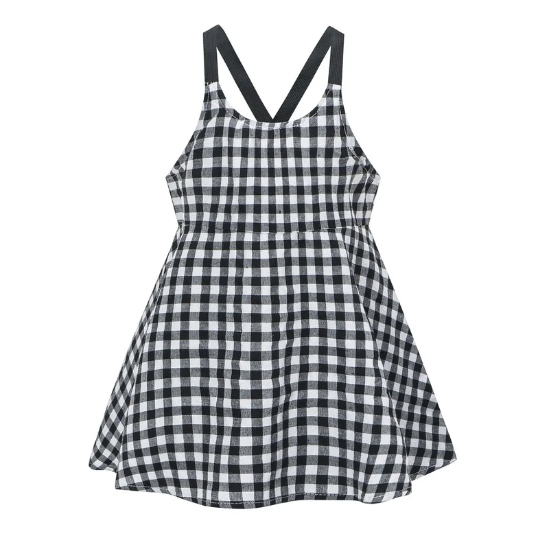 

Children Plaid Suspender Dress Korean Fashion Girls Backless Dress 2022 New Summer Beach Princess Dress Cheap Wholesale YL03