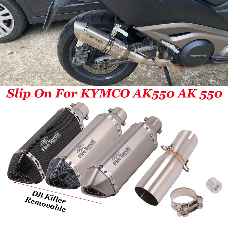 

Slip On For KYMCO AK550 AK 550 Motorcycle Exhaust Systen Escape Modified Middle Link Pipe Connecting 51mm Moto Muffler DB Killer