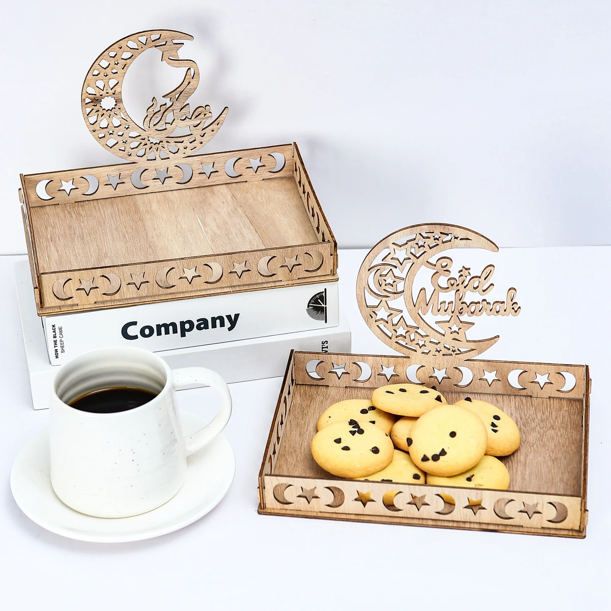 

Wooden Eid Mubarak Food Tray Ramadan Decoration for Home Eid Al Adha Islamic Ramadan Kareem Muslim Party Decor Eid Mubarak Gifts