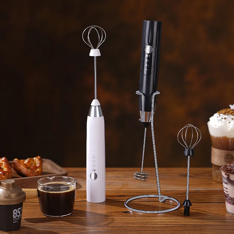 

2-in-1 Portable Milk Frother Electric Foamer Handheld High Speeds Drink Mixer Coffee Maker Whisk Cream Egg Beater Food Blender