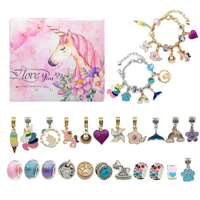

Countdown Calendar Bracelets Kit Jewelry Gift Box Advent Calendar 24 Days DIY Jewelry Bracelet Making Christmas Party Supplies