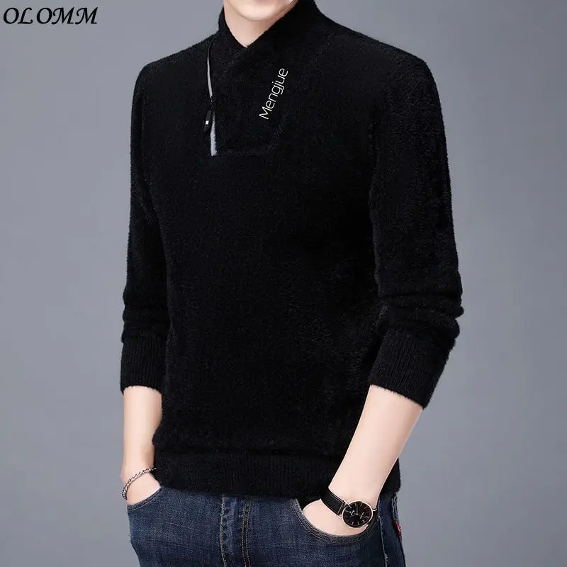 

Зимняя одежда, мужские свитеры, норковая флисовая утепленная новинка, Мужской Свободный Повседневный вязаный пуловер на молнии с длинным рукавом, корейский пуловер, пальто