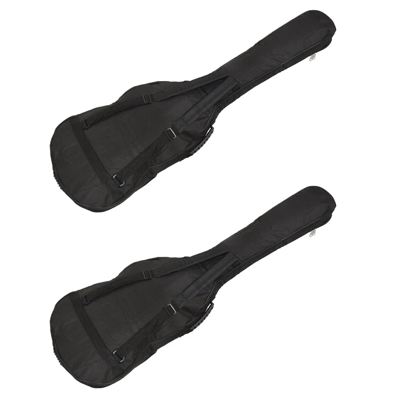 

2X Black Waterproof Double Straps Bass Backpack Gig Bag Case For Electric Bass Guitar 5Mm Thickness Sponge Padded