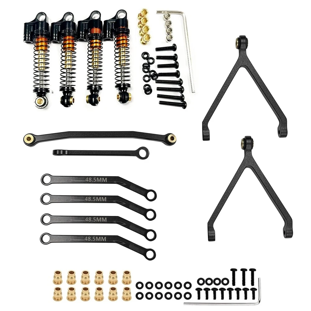 

For FMS FCX24 Metal Chassis Links Steering Links Shock Absorbers Set 1/24 RC Crawler Car Upgrades Parts,Black
