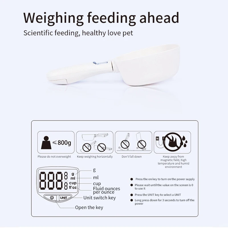 New Pet Food Scale Electronic Measuring Tool Dog Cat Feeding Spoon Kitchen Scale Digital Display 250ml images - 3