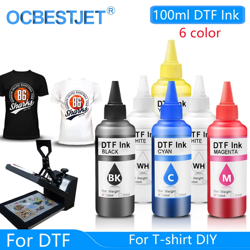 

100ML*6 DTF Ink Kit For T-shirt Transfer Printing For Epson L805 L1800 XP-15000 XP-600 XP600 TX800 3880 7880 7890 P600 P608 P800
