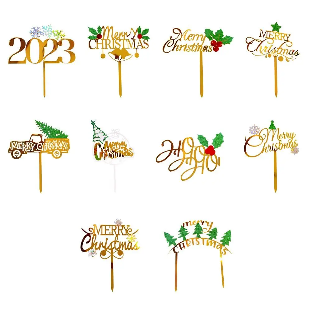 

Party Merry Christmas Christmas Cake Decorations Cake Topper Cake Insert Party Supplies Golden Acrylic Decoration