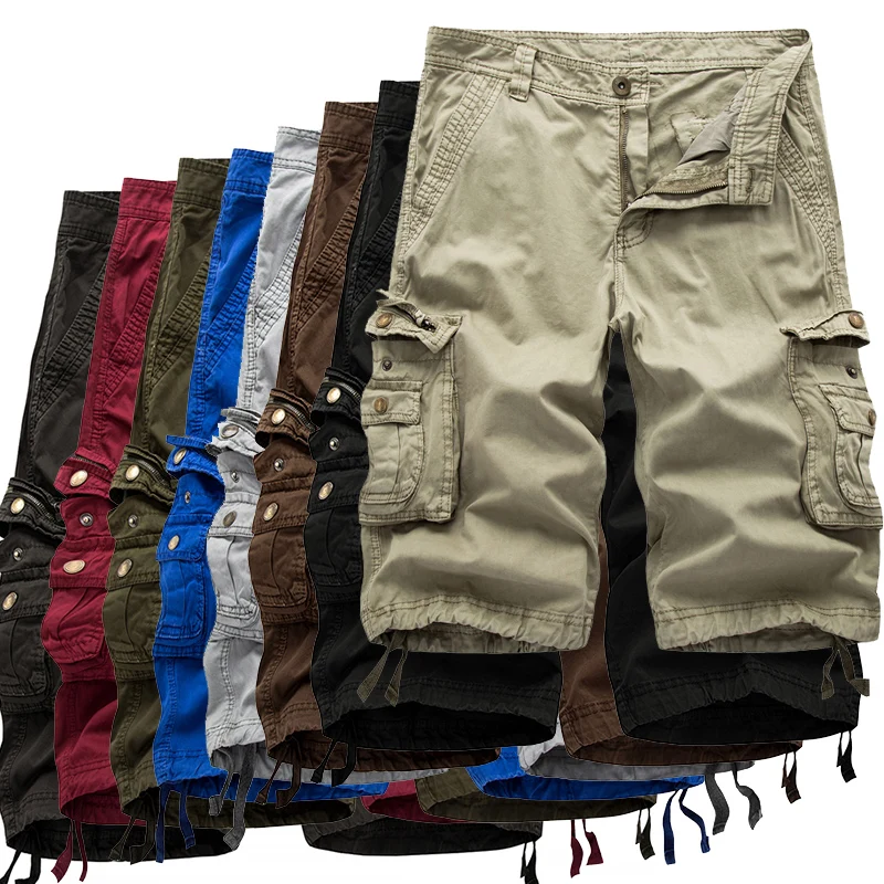 

Man Summer %100 Loose Casual Safari Style Overalls Large Size Multi-Pockets Five-Point Tooling Shorts