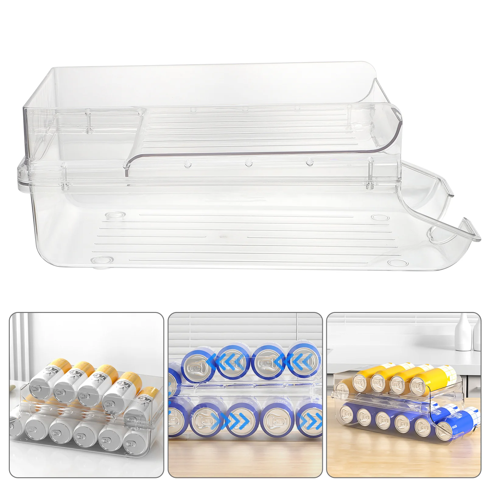 

Can Bottle Stacker Holder Soda Beverage Rack Refrigerator Organizer Dispenser Beer Fridgecansfreeze Bin Stackablepantry Storage