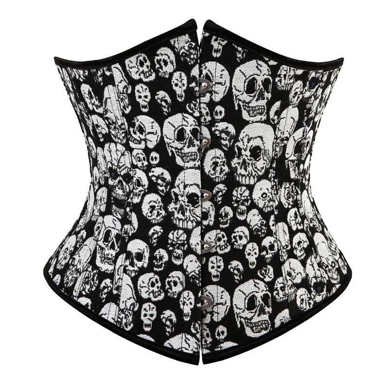 New Corsets Bustiers Skull Pattern Women Gothic Corset Top Sexy Corselet Overbust Burlesque Halloween Clothing  Plus Size