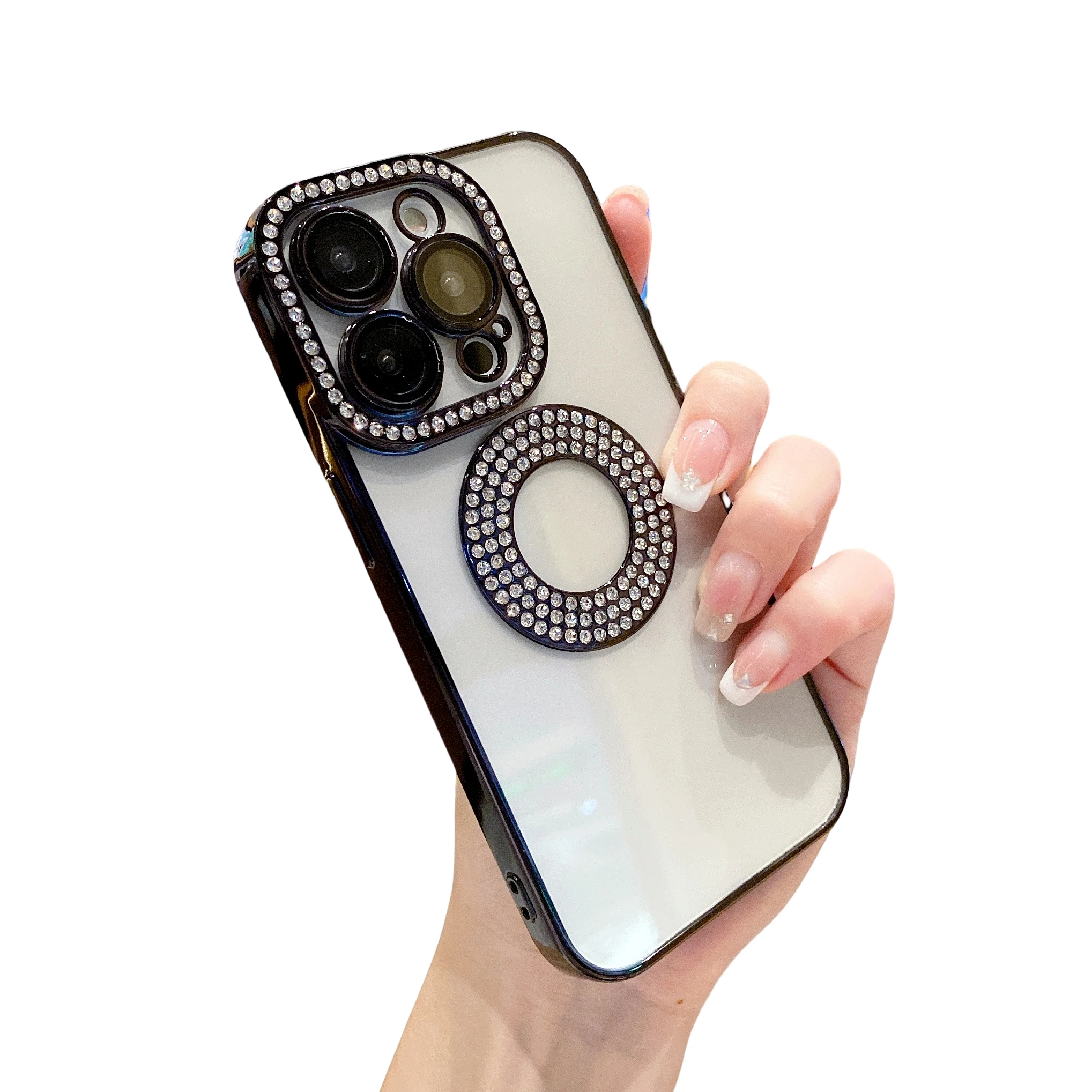 Блестящий бриллиантовый Прозрачный чехол для телефона iPhone 15 14 13 12 11 Pro Max