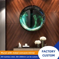 metal concave convex mirror corridor dining room living room hotel model room tv background wall stainless steel wall decoration