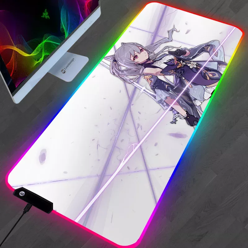 

Genshin Impact Mouse Pad Anime Gamers Decoracion Gabinete PC Gamer Desk Mousepad RGB Gaming Accessories Keyboard Mat ковер Table