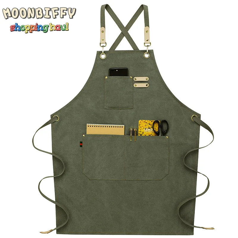 

100%Canvas Waterproof Apron Gardening Florist Baking Coffee Shop Ceramics Handwork Restaurant Waiter Kitchen Chef Barber Aprons