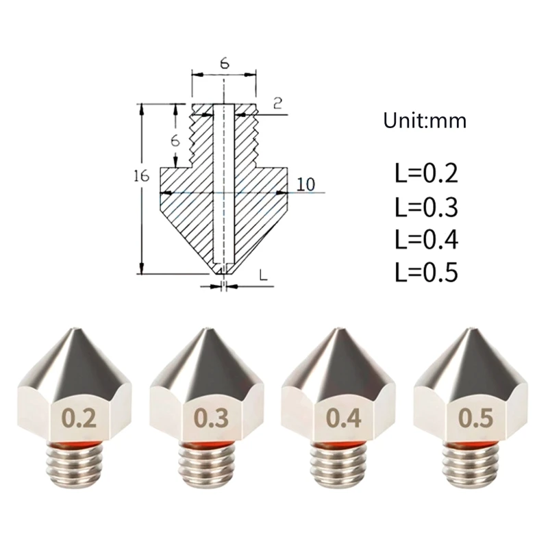 

Латунная насадка R2LB для 3D принтера, латунная головка экструдера, Hotend сопла 0,2 мм, 0,3 мм, 0,4 мм, 0,5 мм, подходит для нити 1,75 мм
