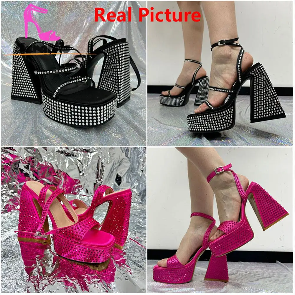 Platform Sandals Woman Sandals 2023 Summer New Brand High Quality Crystal Bling Sexy Buckle Sandals Woman Fashion Shoes Sandals