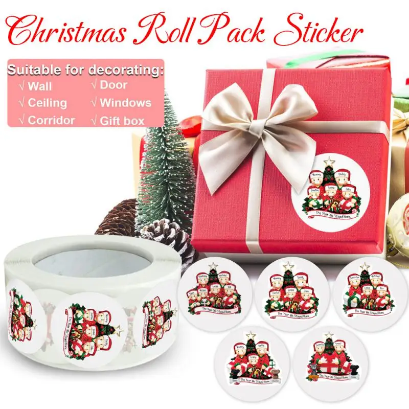 

/Рулон рождественских наклеек, самоклеящиеся круглые этикетки для карантина выживания, фотоподарок, фотоэтикетка