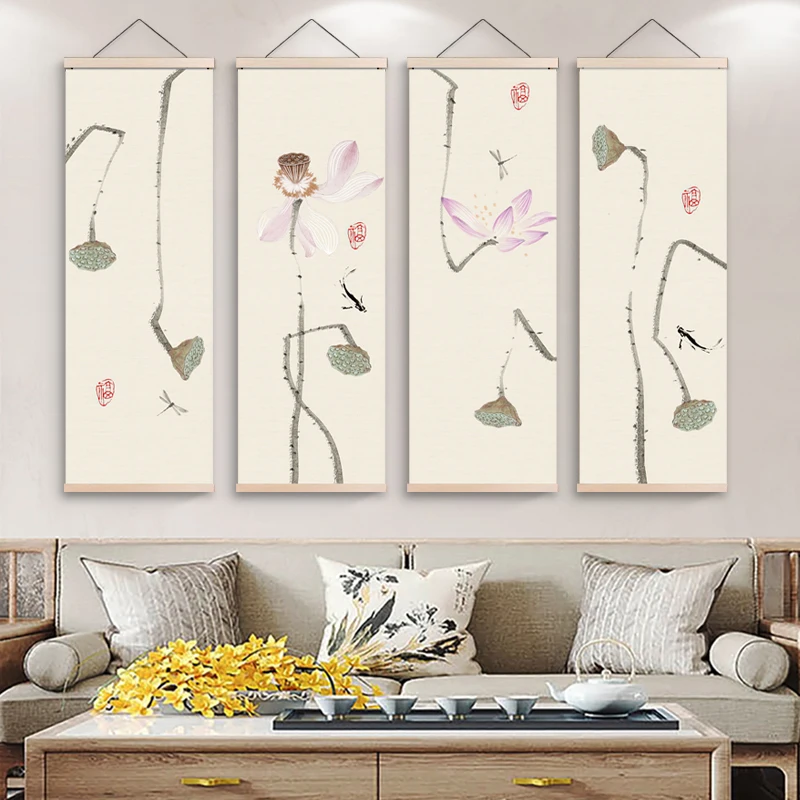 Китайская традиционная картина лотоса для украшения дома настенная