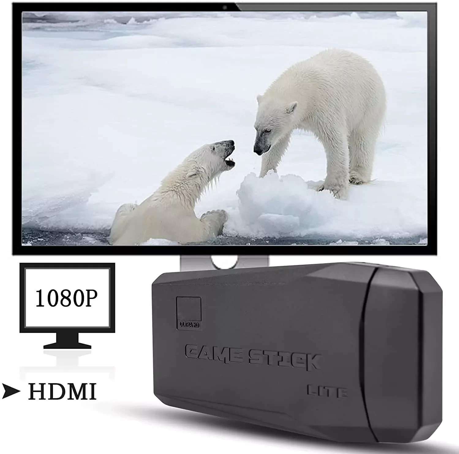 

2023Video Game Console 64G 4K Built-in 10000 Games Retro Game Console Wireless Controller 4k Game Stick For PS1/GBA Kid Xmas Gif