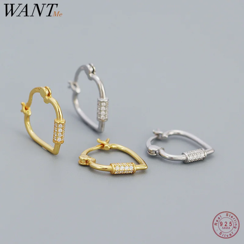 

Женские серьги-кольца WANTME из серебра 925 пробы, в форме сердца персикового цвета