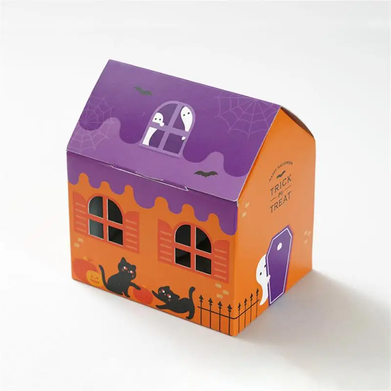 Es Delicate Packing Box Halloween Reusable High Capacity Small House Shape Box Color Candy Box Small Biscuit Box Healthy