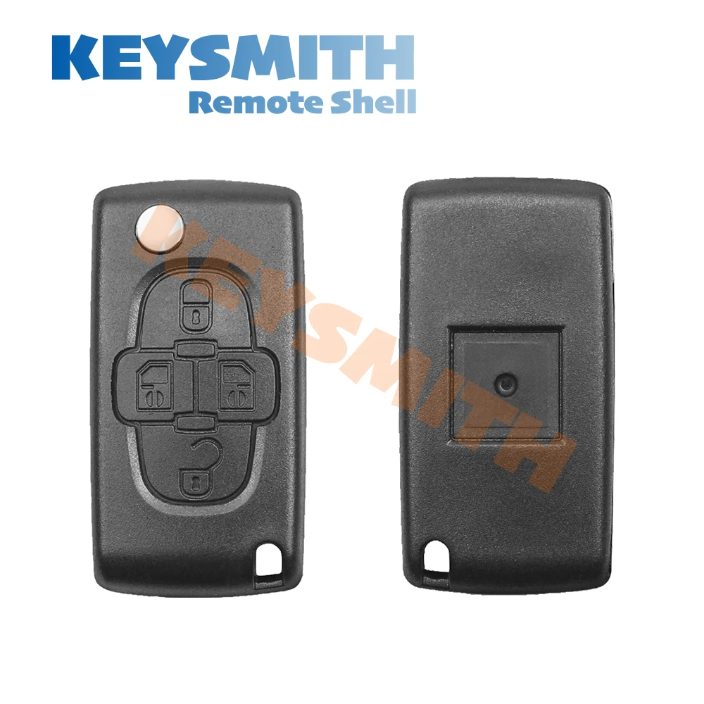 Фото KEYSMITH 4-кнопочный выкидной корпус ключа-пульта для Peugeot 1007, Citroen C8, Fiat, с необработанным лезвием CE0523 CE0536, замена №4