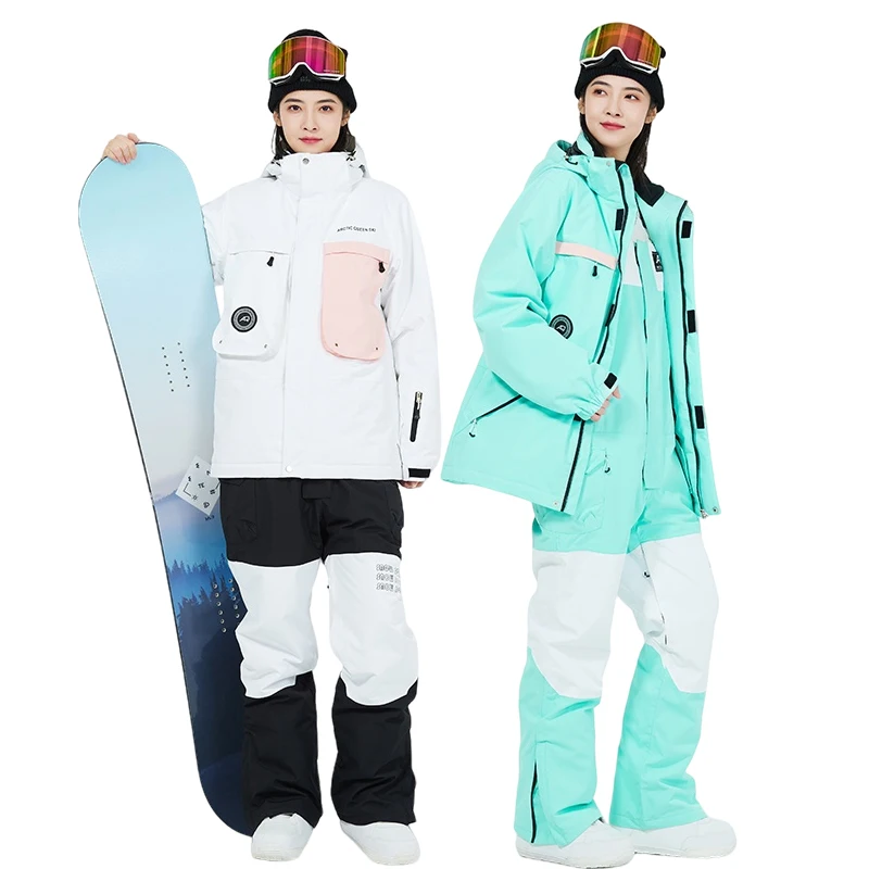 2022 New Women's And Mens Ski Suit Winter SnowSuit Waterproof Snowboarding Windproof Keep Warm Men's Ski Jacket and Pants Set