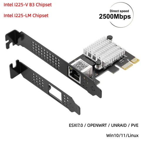 Intel I225 чипы 100/1000M/2500M RJ45 сетевой адаптер PCIe PCI Express Gigabit Ethernet Сетевая Lan Карта