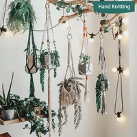 creative hand woven hanging basket macrame plant hanger net garden balcony flower pot for wall decoration countyard ornament