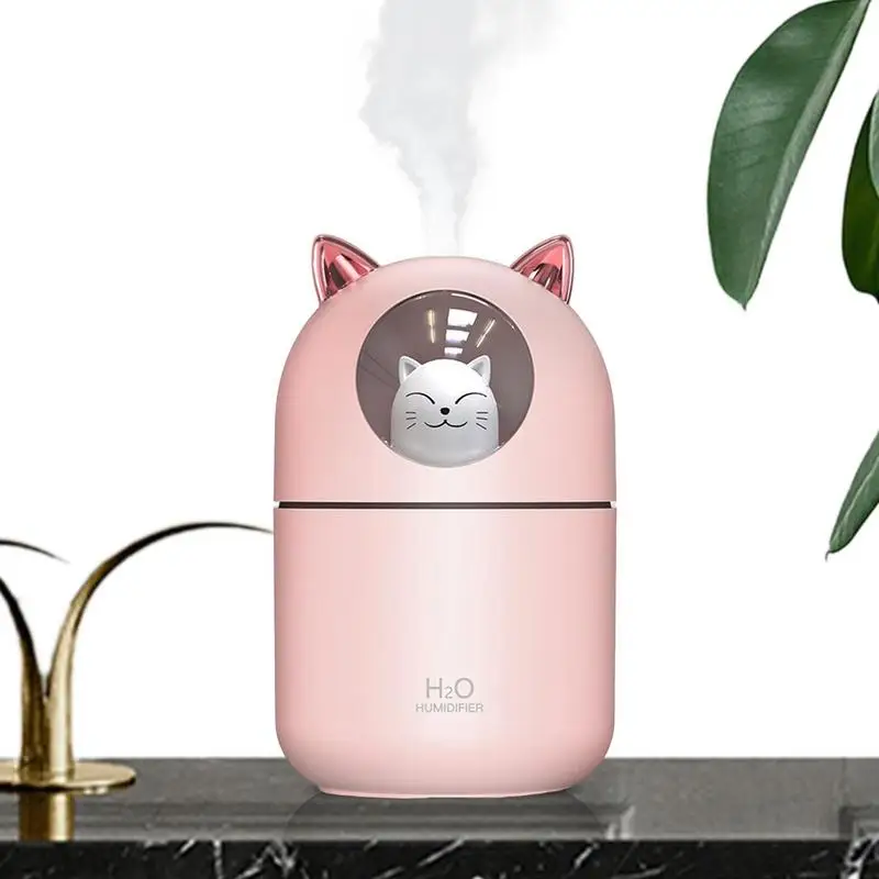 

Portable Humidifier 300ML Cat Shape Aromatherapy Diffuser Quiet Compact Humidifiers With Night Light For Rooms Offices Nurseries