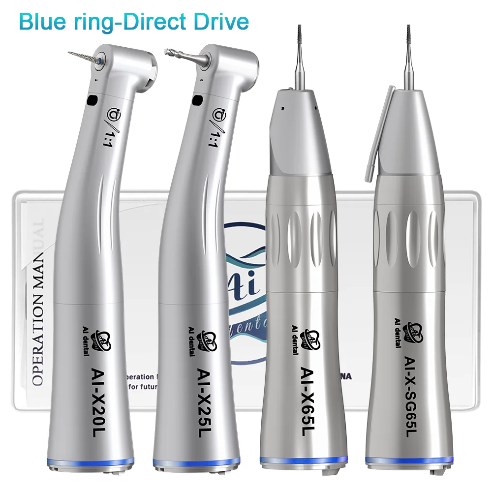

Blue Ring 1:1 Contra Angle Fiber Optic Electric Micromotor Dental Low Speed Handpiece Drill Supply Consumables Products