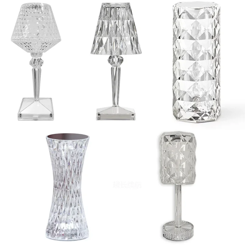 

Wine Glass Rose Rgb Crystal Table Lamp Creative Led Diamond Desk Lamp Rechargeable Bedside Touch Sensor Crystal Nordic Lamp