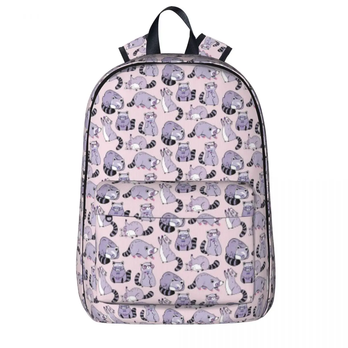 

Nerdy Raccoons Cute Purple And Pink Cartoon Animal Pattern Backpacks Bookbag School Bag Travel Rucksack Shoulder Bag
