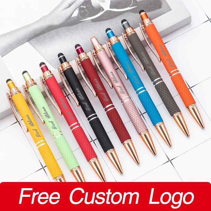 

Fashion Metal Pressed Ballpoint Pen Laser Carving LOGO Party Gifts Business Advertising Gifts School Exam Stationery Wholesale