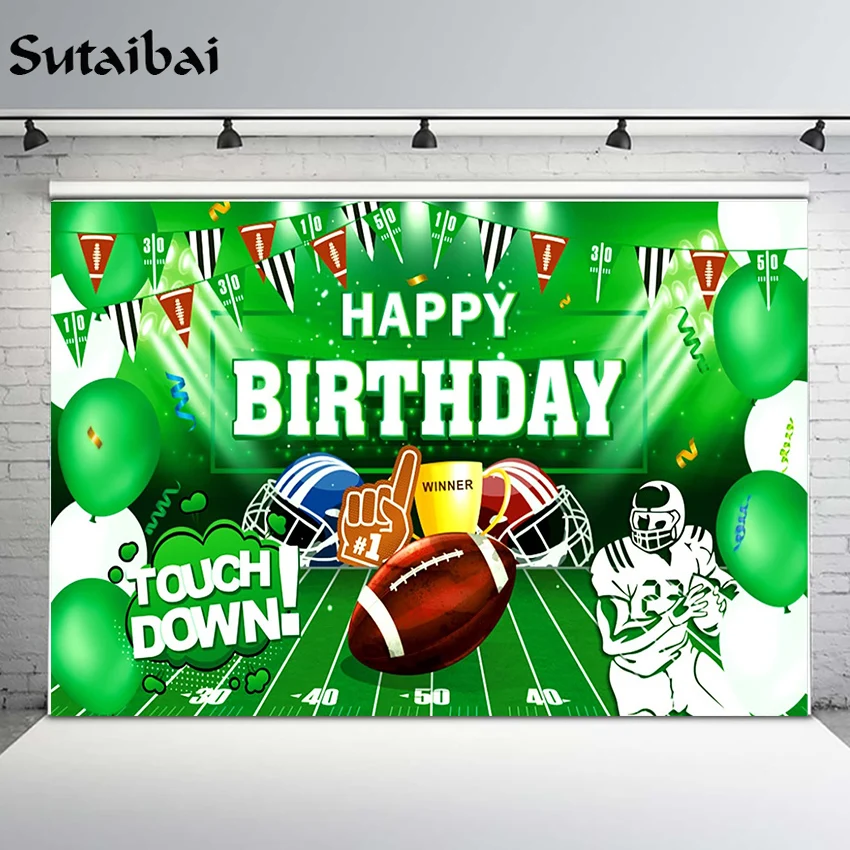 Football Birthday Party Backdrop Boy Touchdown Football Sports Party Decorations Photography Photo Booth Decor Background