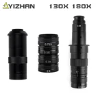 Промышленный видеомикроскоп, объектив камеры, 180 кратное увеличение, регулируемый фокус, 180X 130X C-MOUNT, для камеры HDMI VGA YIZHAN