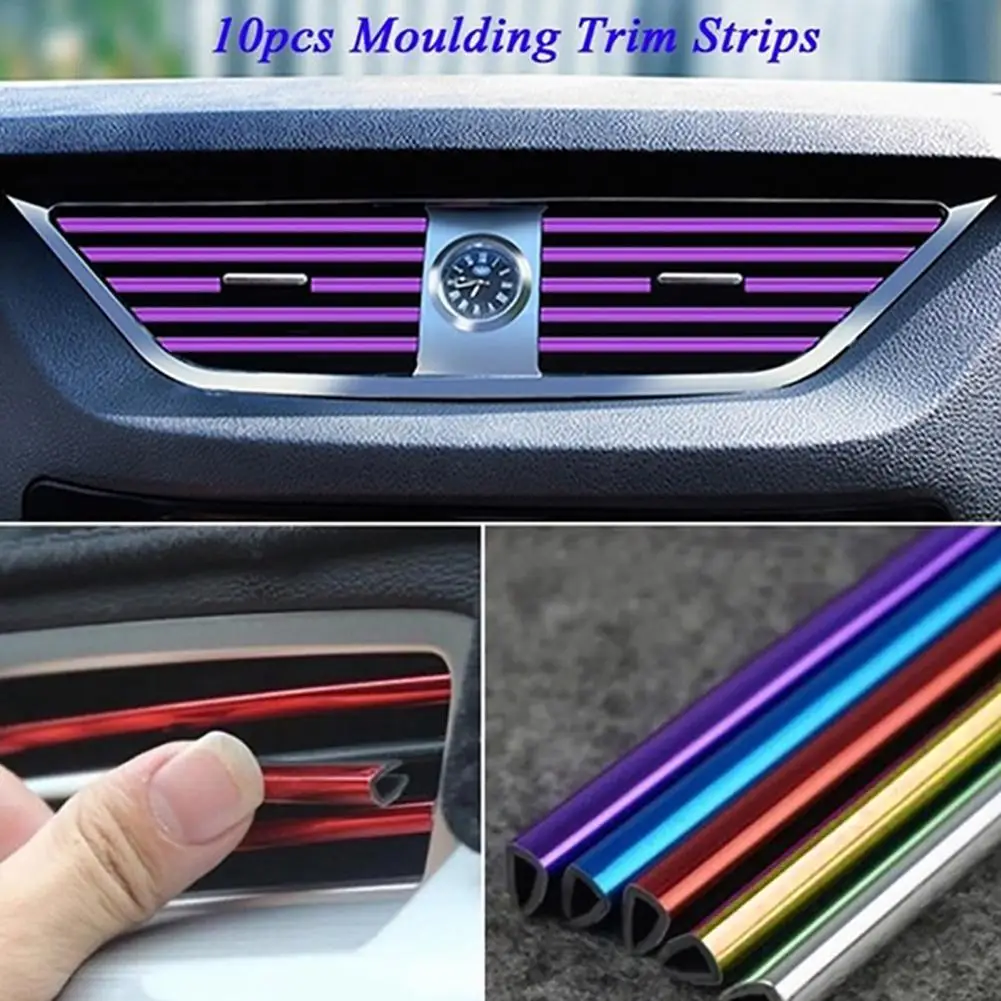 

10Pcs 20cm Universal Car Air Conditioner Outlet Decorative U Shape Moulding Trim Strips Decor Car Styling Accessories